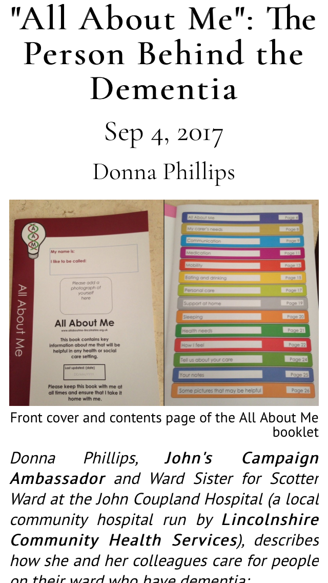 'All About me' seeing the patient behind the dementia featured image