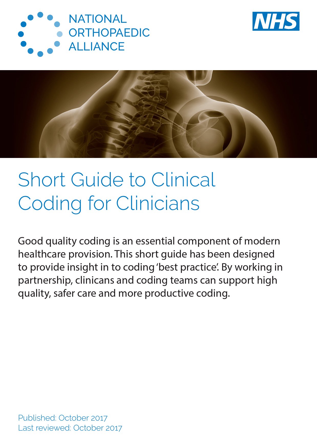 National Orthopaedic Alliance (NOA) vanguard publishes Short Guide to Clinical Coding for Clinicians featured image