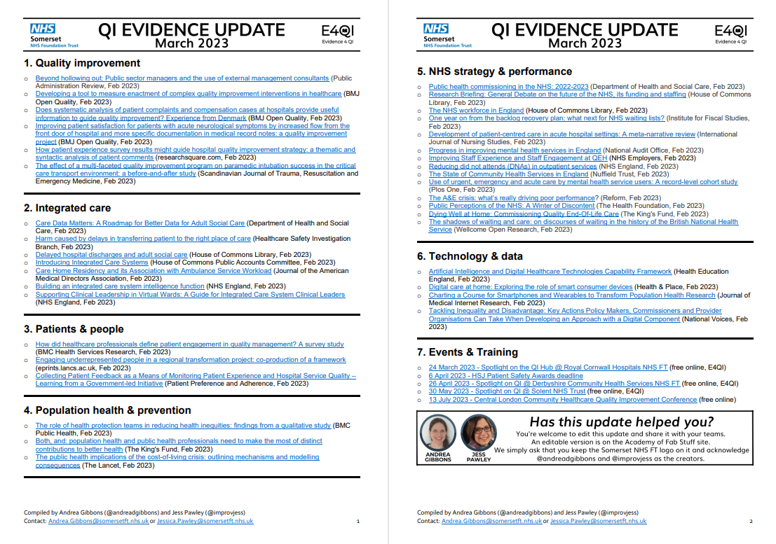 QI Evidence Monthly updates (including COVID-19 Evidence) featured image