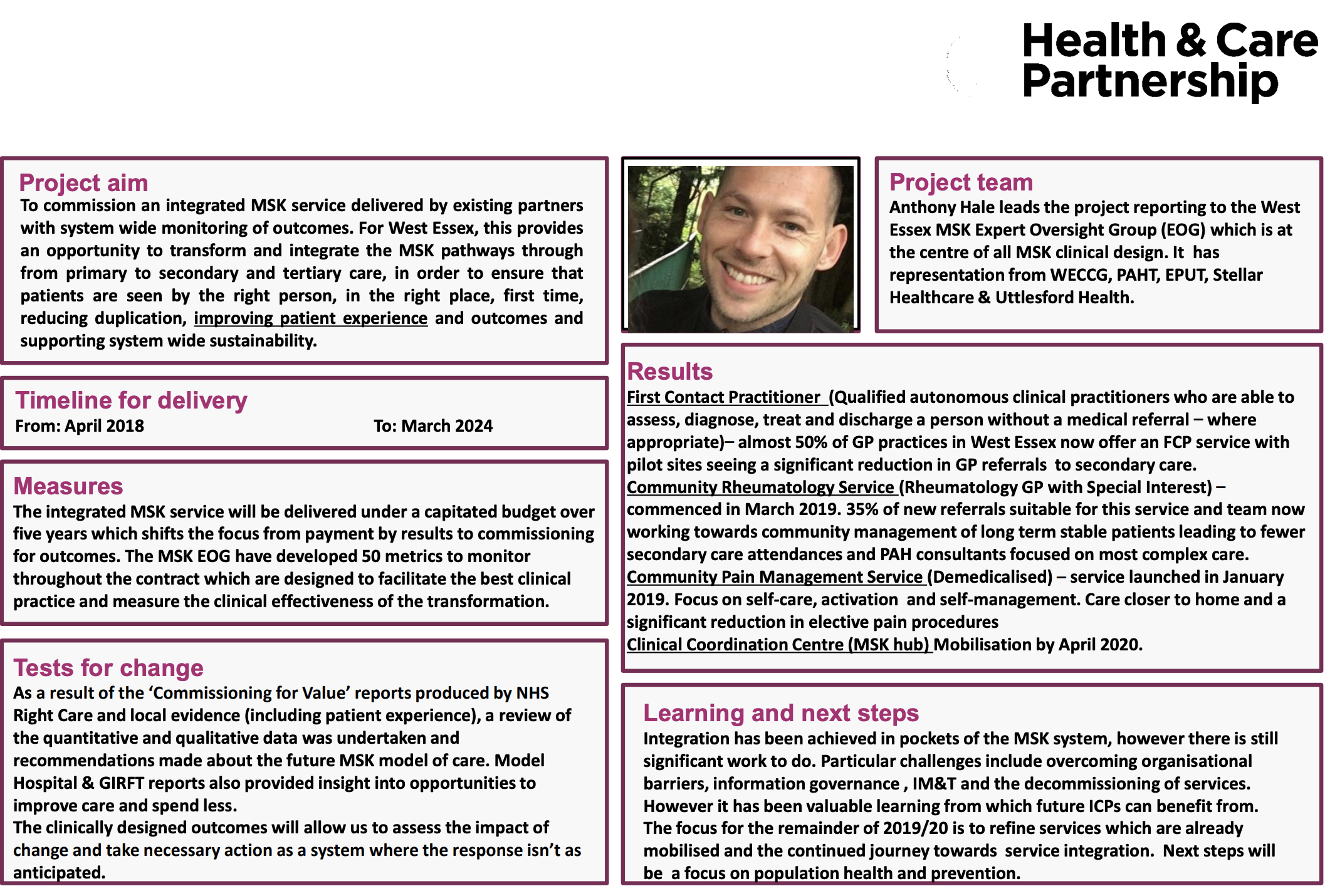 West Essex One Health Care Partnership - MSK Programme - @QualityFirstPAH featured image