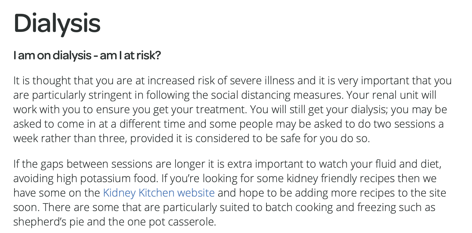 Specific COVID_19 advice and guidance for those with Kidney Disease featured image
