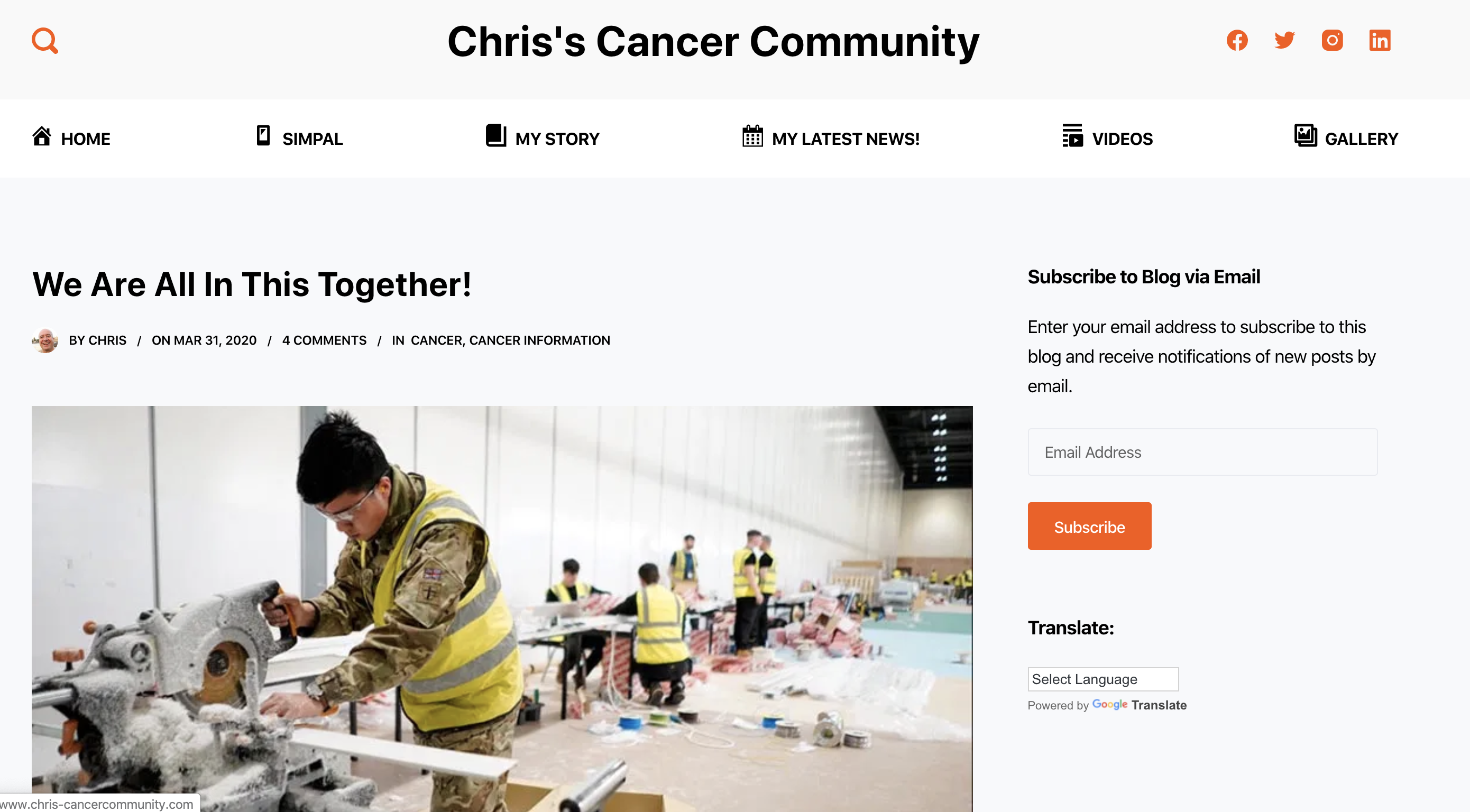 We Are All In This Together  - Chris's Cancer Community featured image