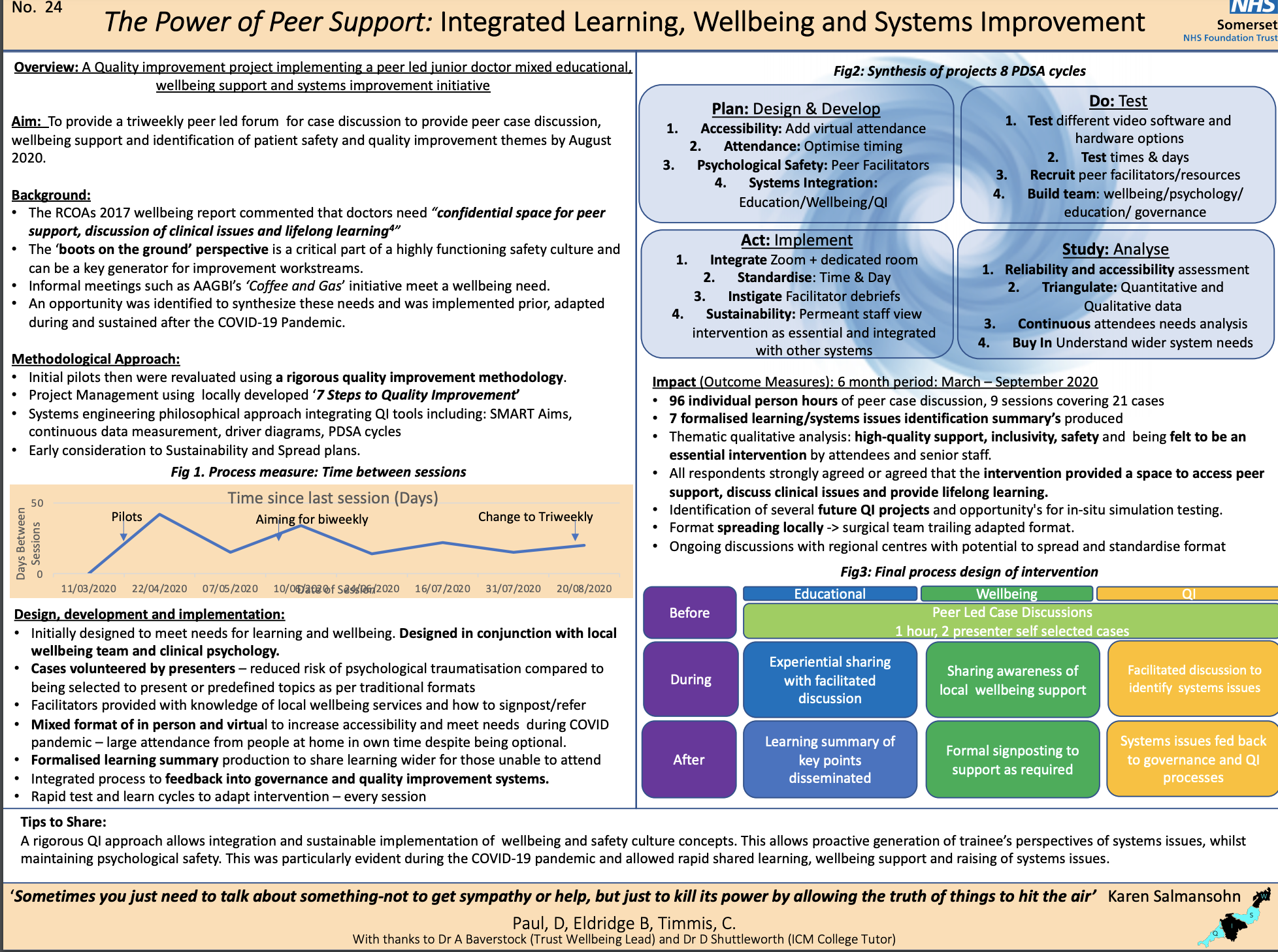 The power of peer support Integrated Learning,Wellbeing and Systems