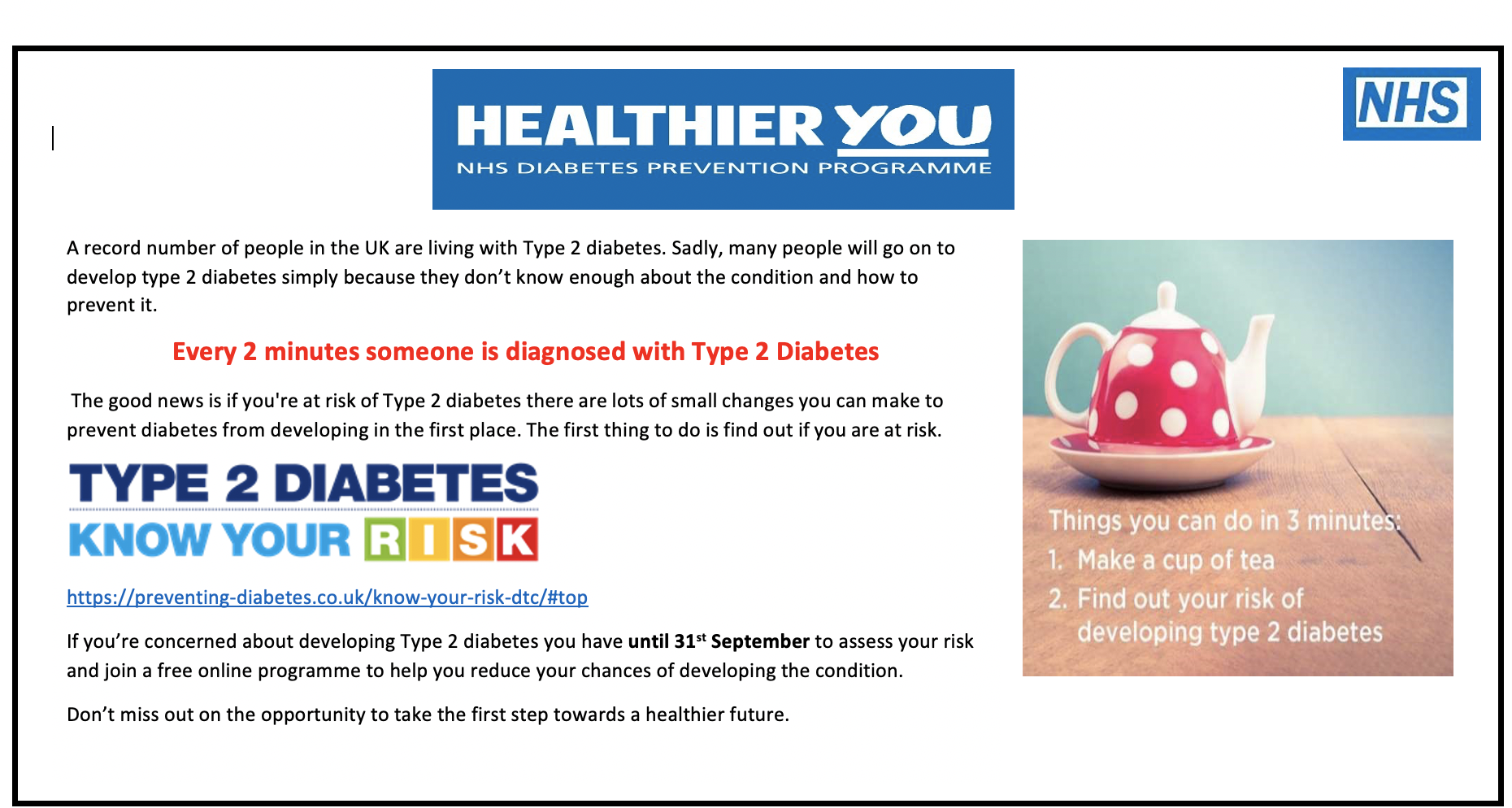 Type 2 Diabetes - know YOUR risk featured image