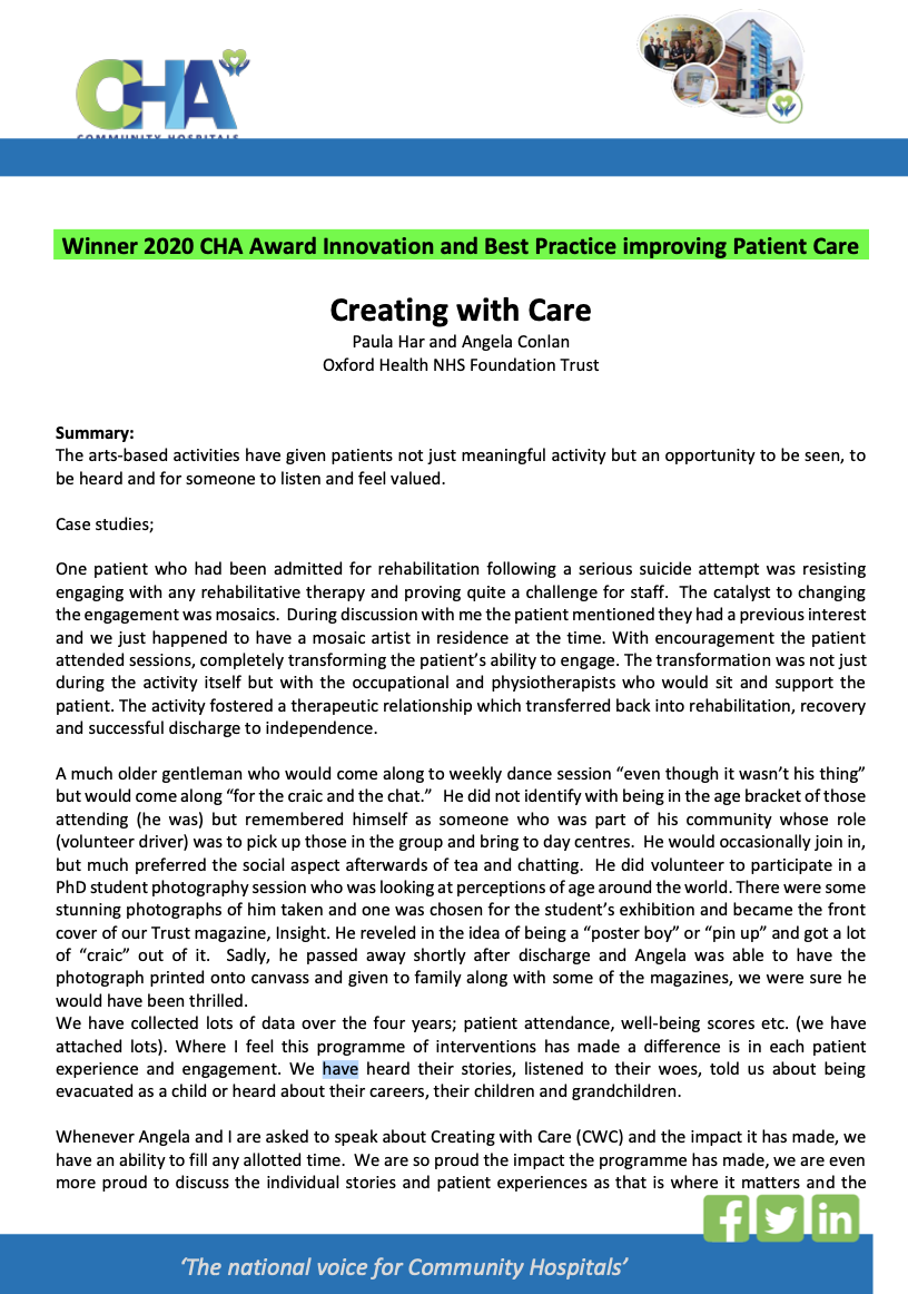 Creating with Care | Fab NHS Stuff