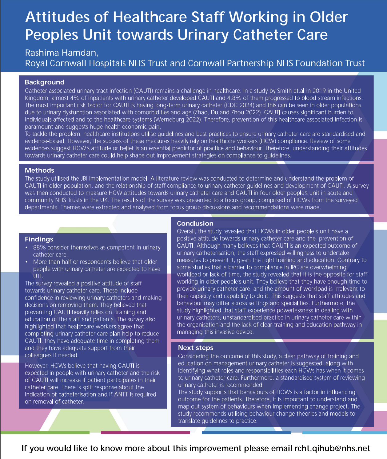 RCHT QI - staff attitudes to indwelling catheter care | Fab NHS Stuff